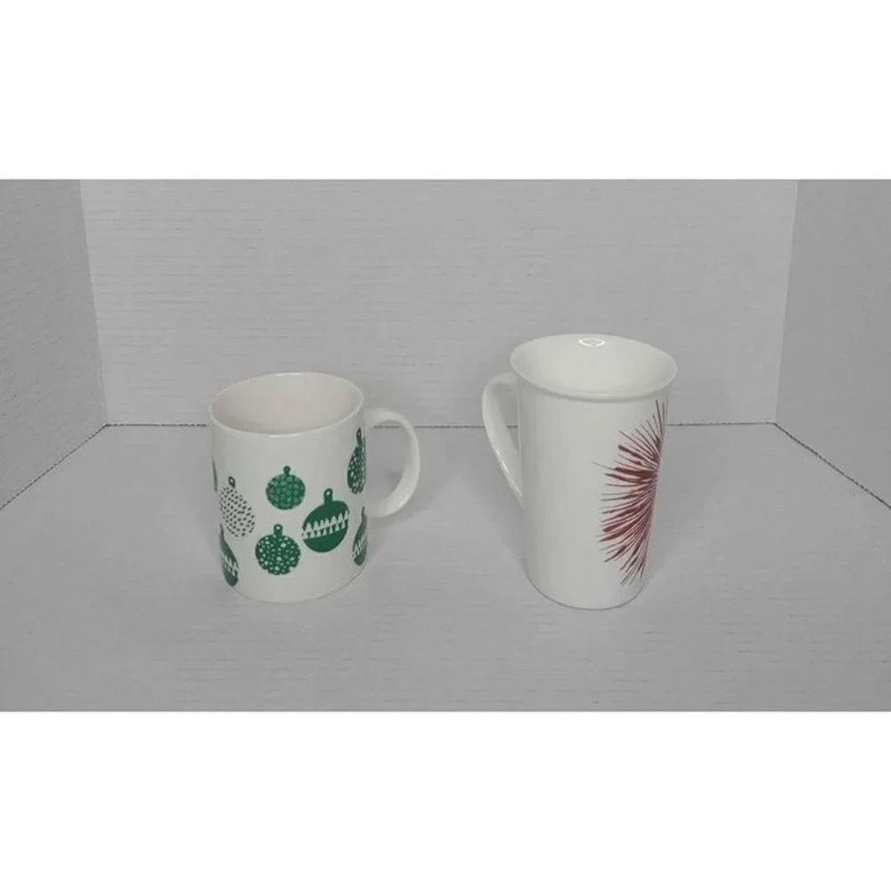 Starbucks Coffee Cups Set of 2 Green Christmas Tree Bells 2016 & Red Sta…